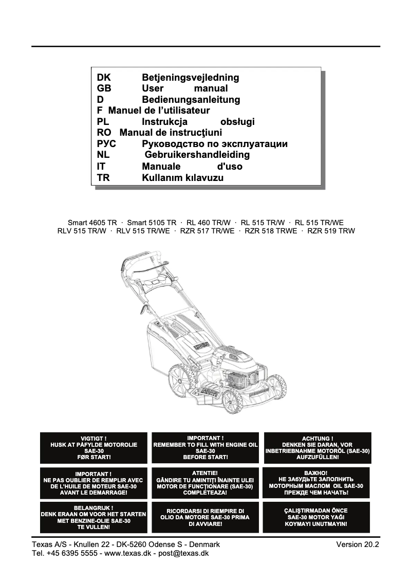 Page 1 of the manual User Manual Texas RL 460 TR/W