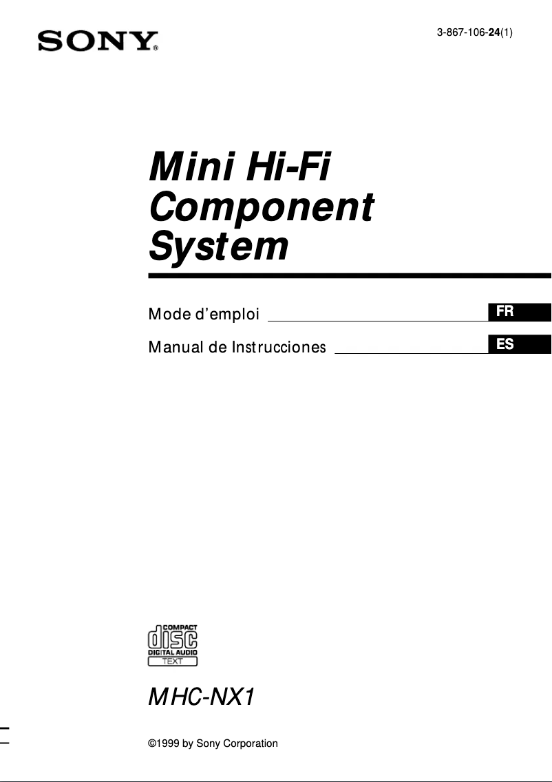 First page image of the manual for MHC-NX1