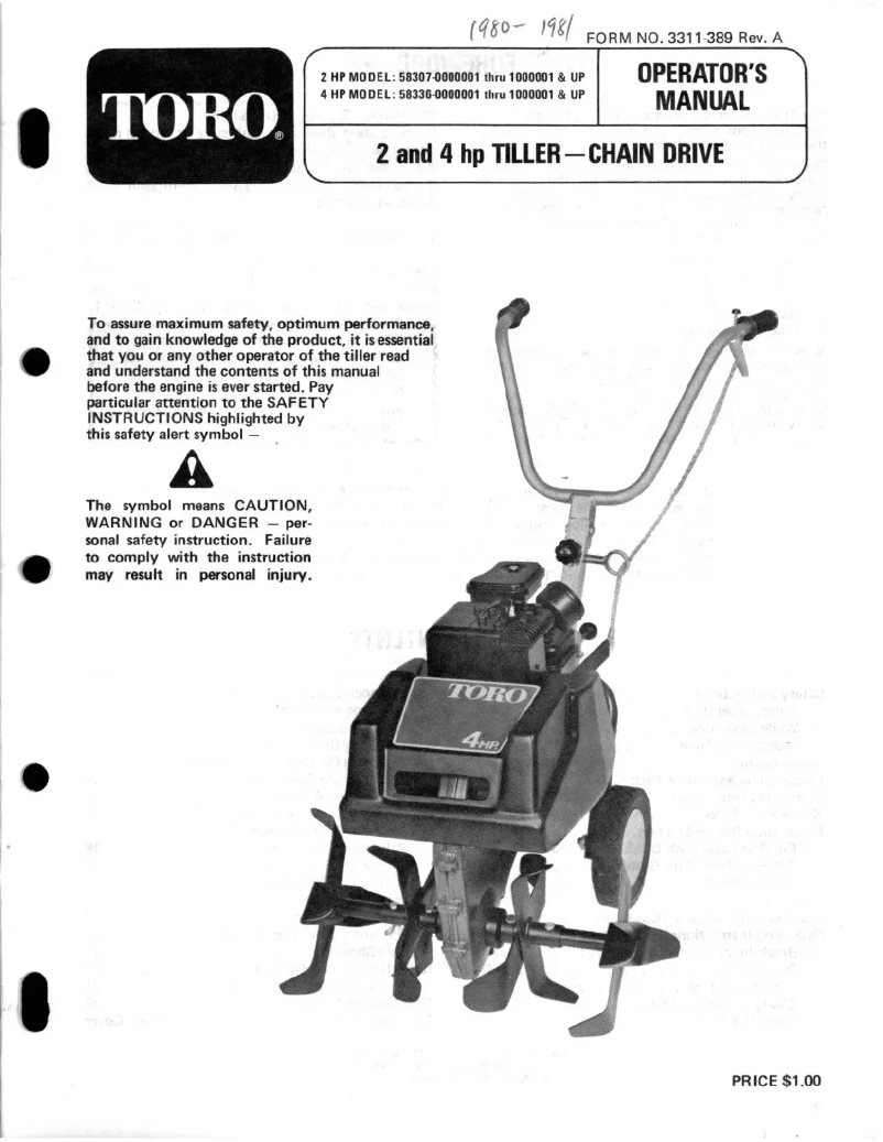 Page 1 of the manual User Manual Toro 58336