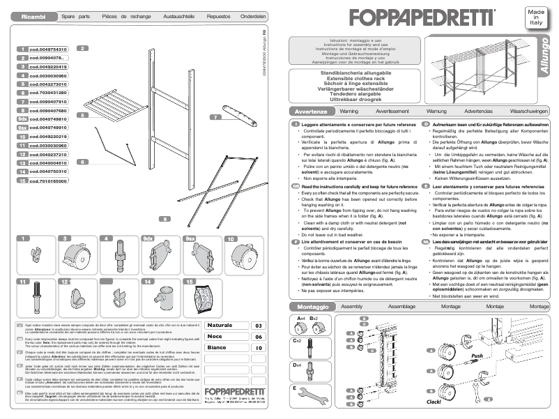 Page 1 of the manual User Manual Foppapedretti Allungo