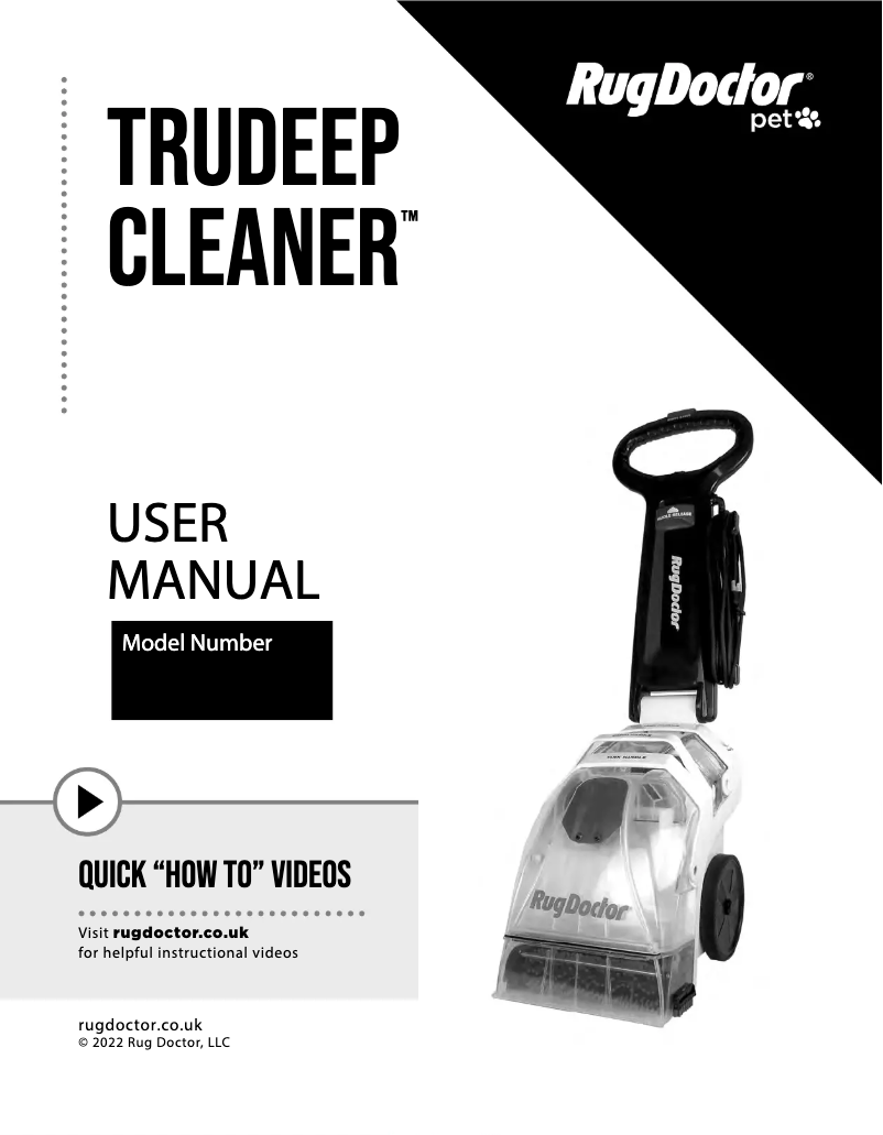 First page image of the manual for TruDeep Cleaner