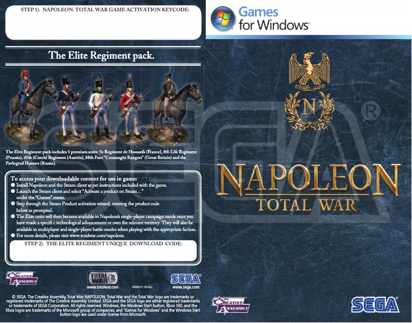 Image de la première page du manuel de l'appareil Napoleon: Total War Collection (Windows)