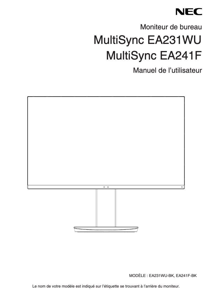First page image of the manual for MultiSync EA241F