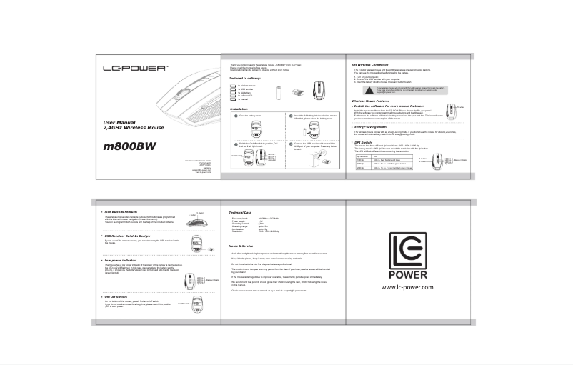 Page 1 of the manual User Manual LC-Power m800BW