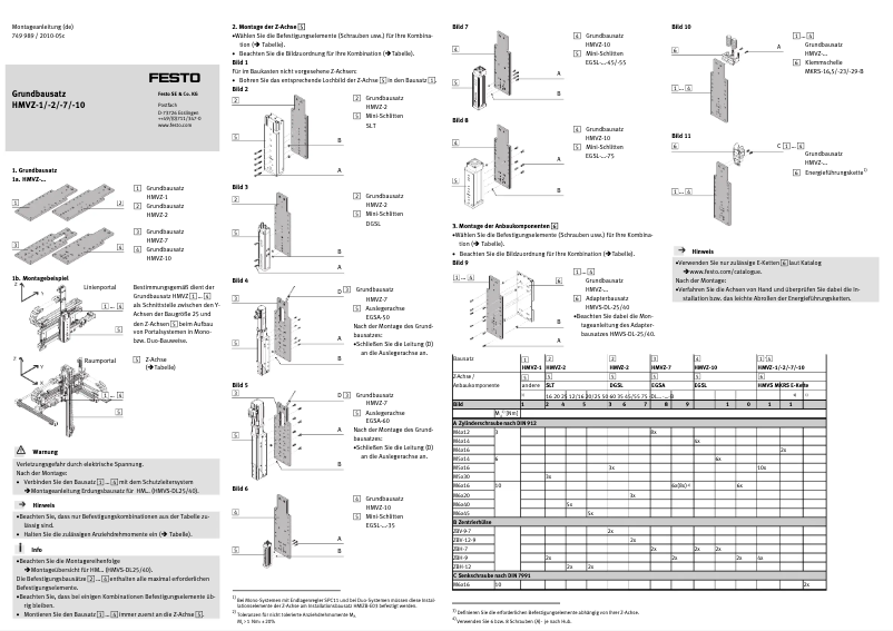Page 1 of the manual User Manual Festo HMVZ-1