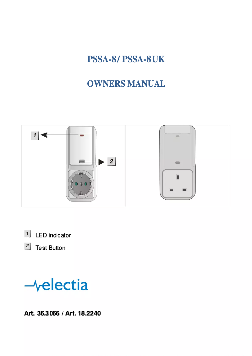 First page image of the manual for PSSA-8