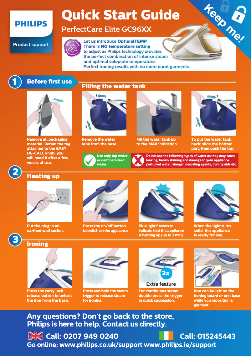 First page image of the manual for PerfectCare Elite GC9635
