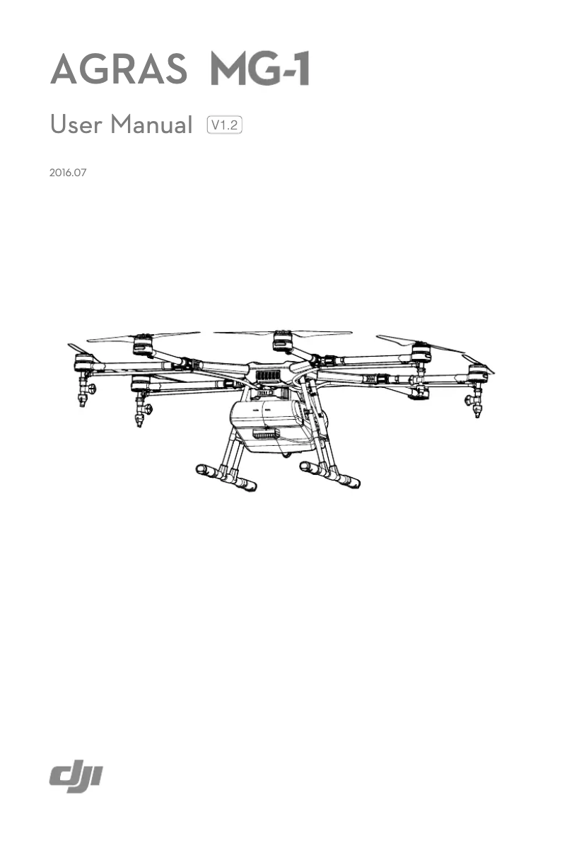 Page 1 of the manual User Manual DJI Agras MG-1