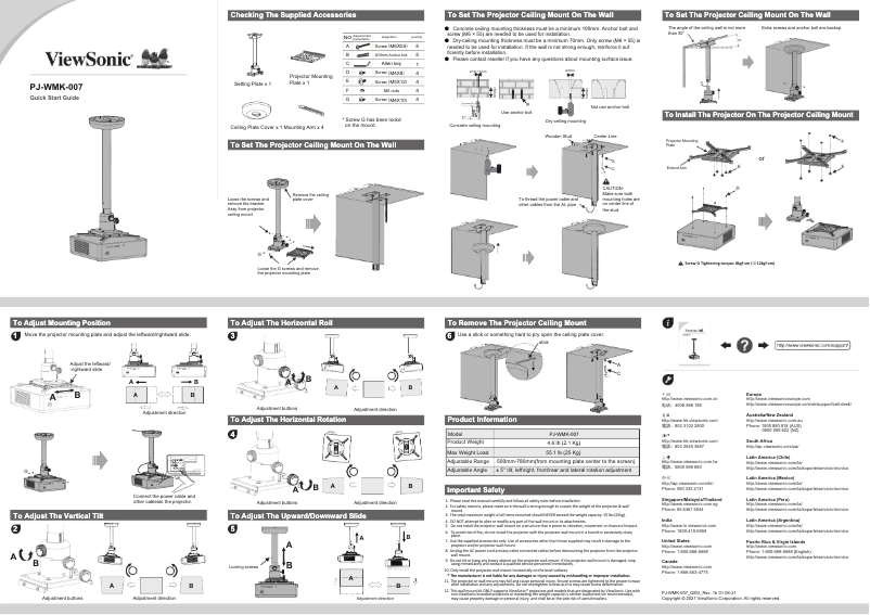 First page image of the manual for PJ-WMK-007