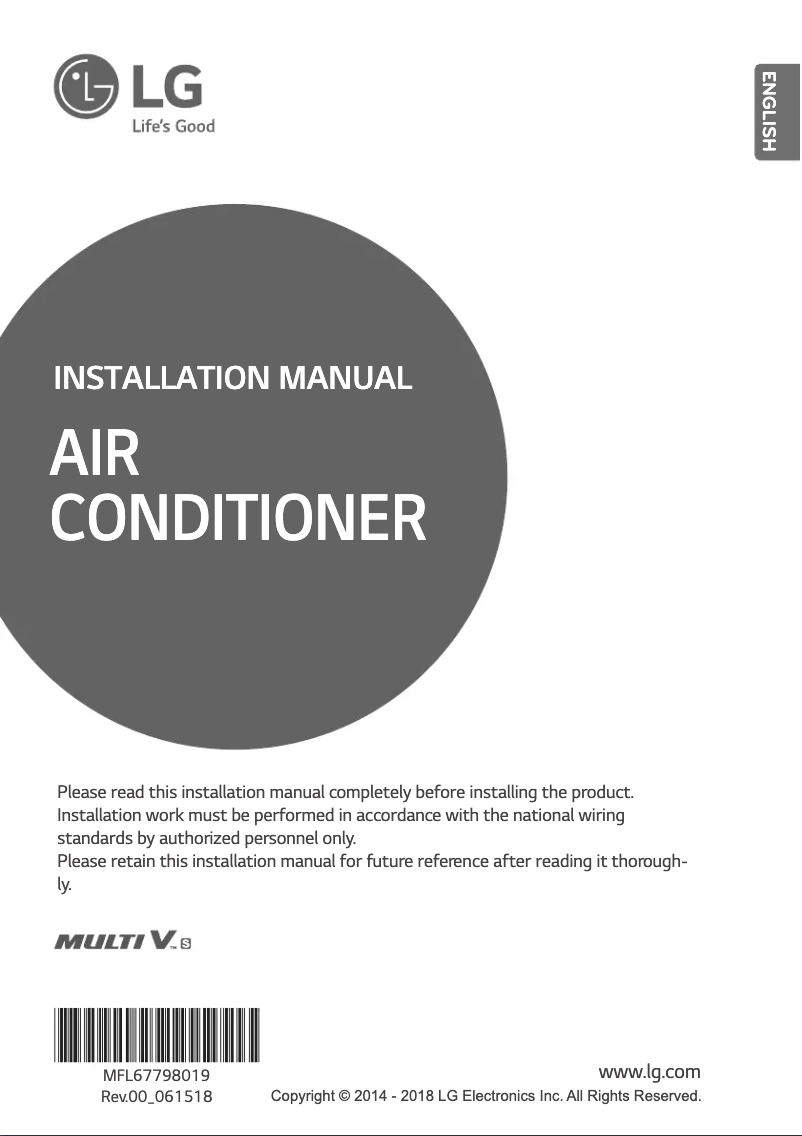 Page 1 of the manual Installation Guide LG ARUV040GSD0
