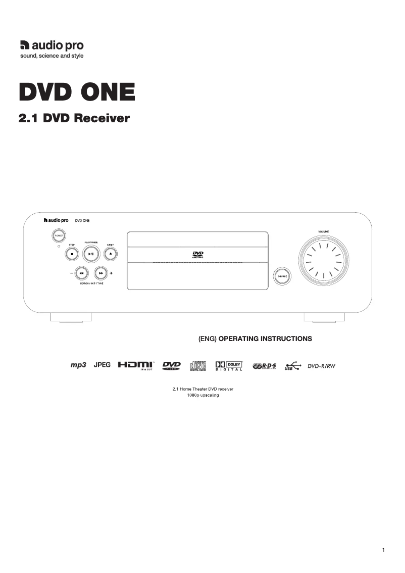 First page image of the manual for DVD ONE