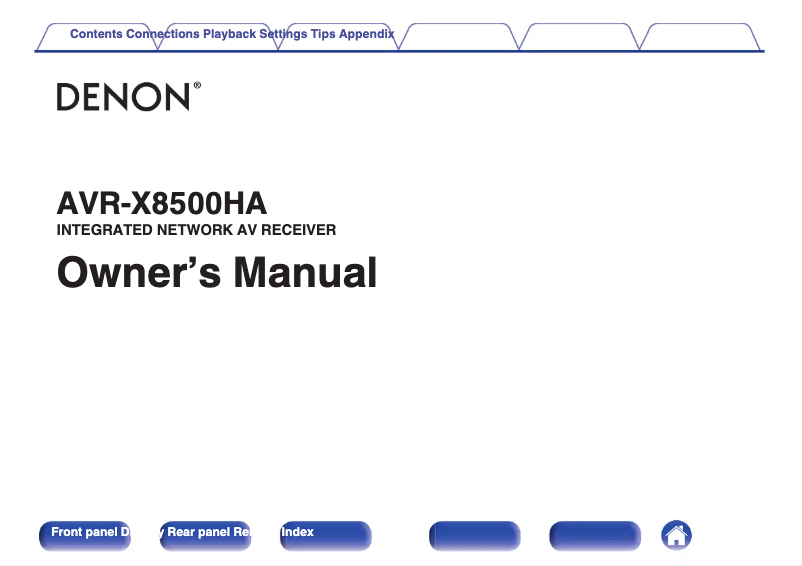 Page 1 of the manual User Manual Denon AVR-X8500HA