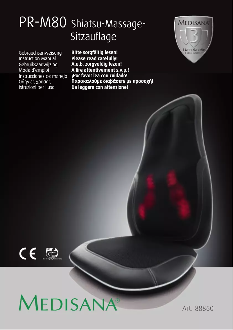 Page 1 of the manual User Manual Medisana Shiatsu PR-M80