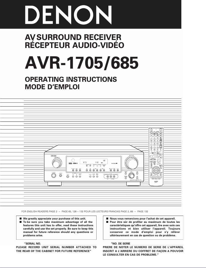 Page 1 of the manual User Manual Denon AVR-685S