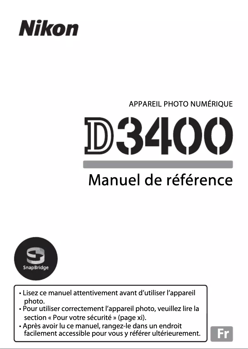 First page image of the manual for D3400