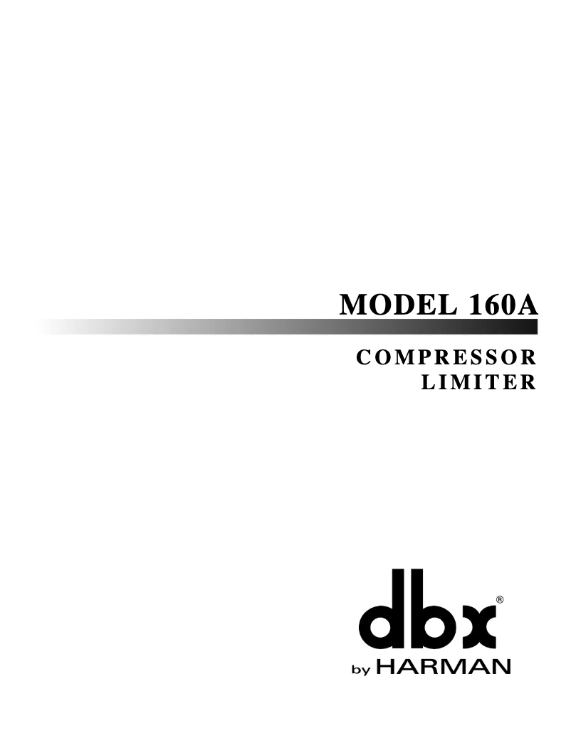 Page 1 of the manual User Manual DBX 160A