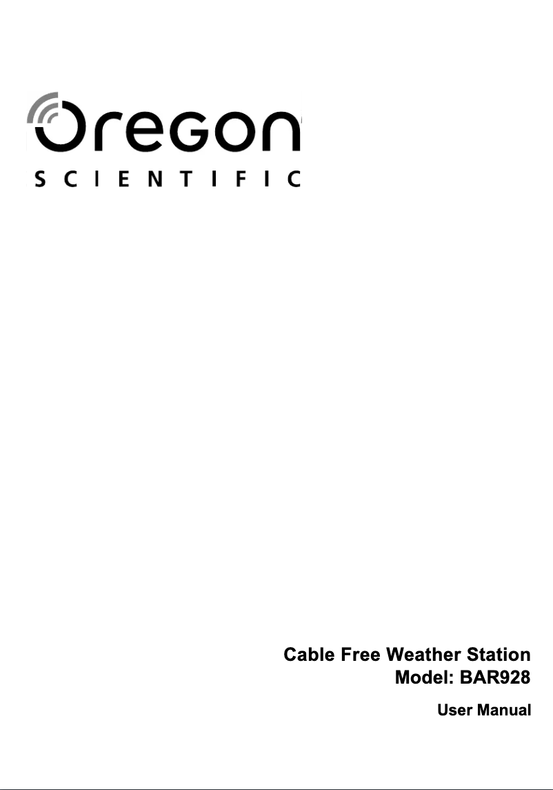 Page 1 of the manual User Manual Oregon Scientific BAR 928