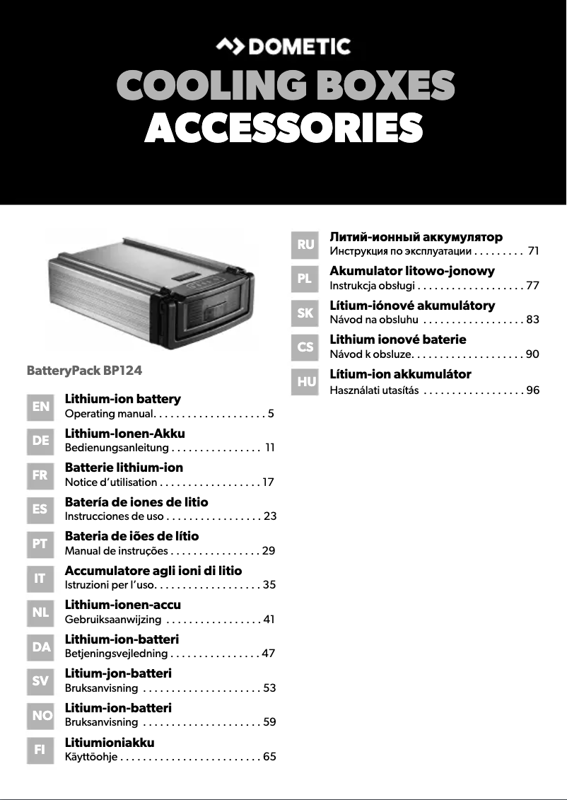 First page image of the manual for BatteryPack BP124
