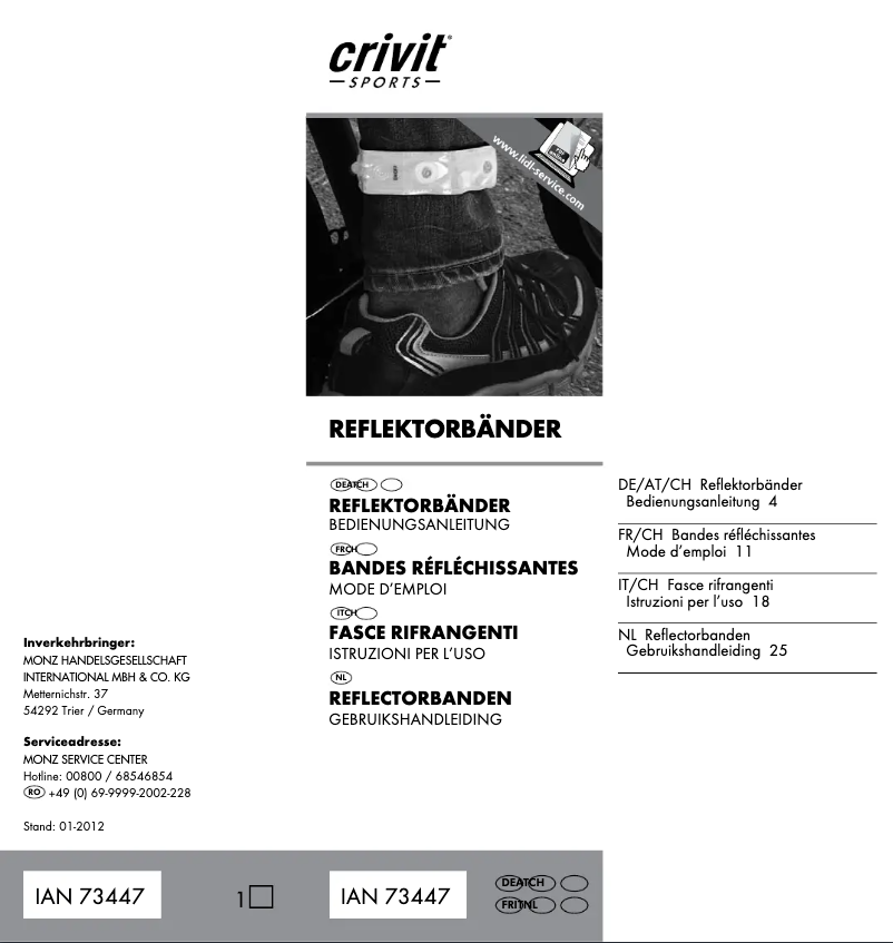 First page image of the manual for IAN 73447