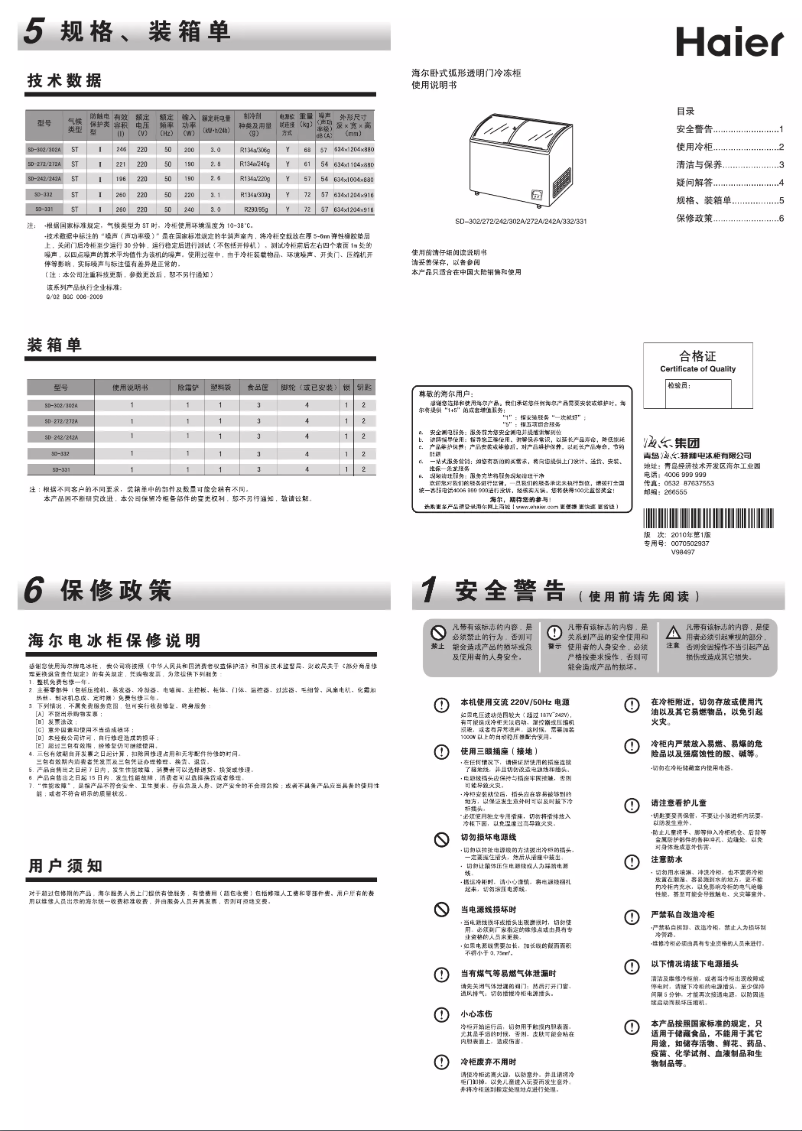 Page 1 of the manual User Manual Haier SD-528