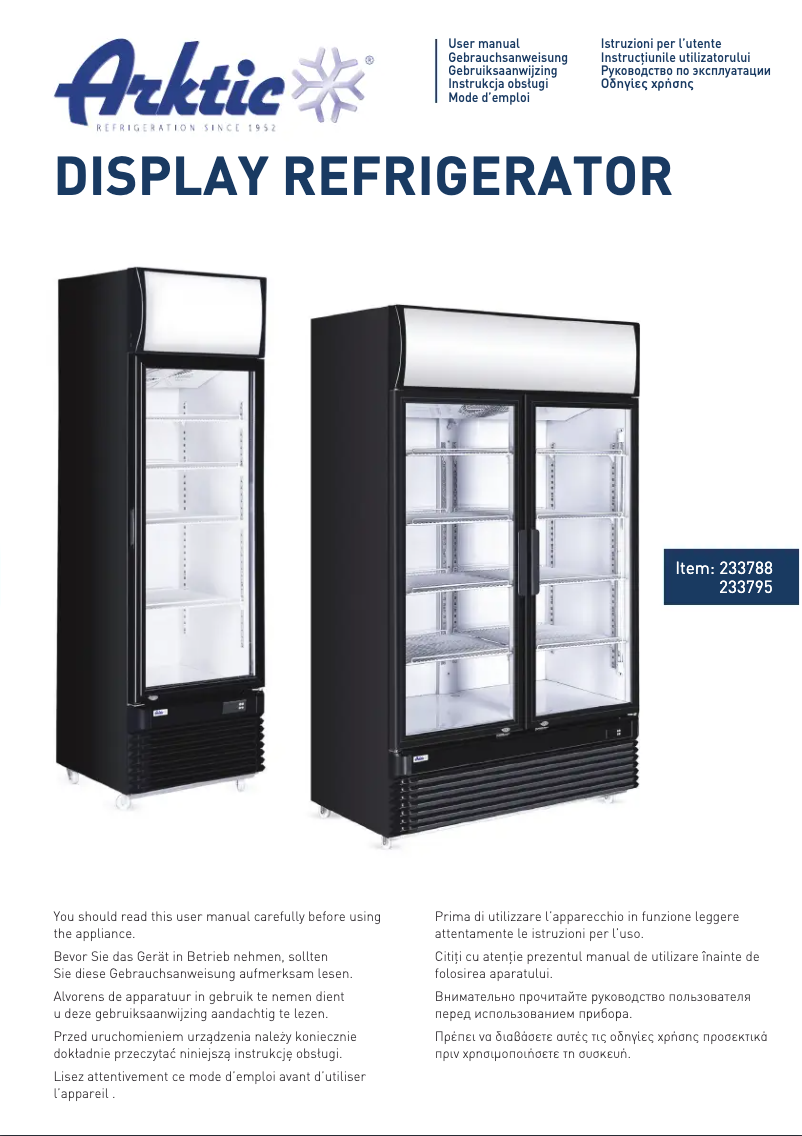 Page 1 of the manual Technical Sheet Arktic 233788