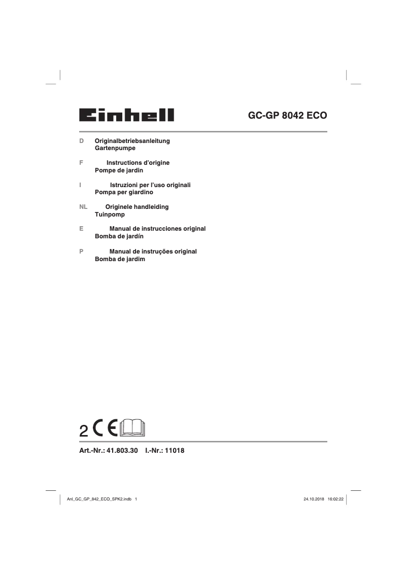 First page image of the manual for GC-GP 8042 ECO