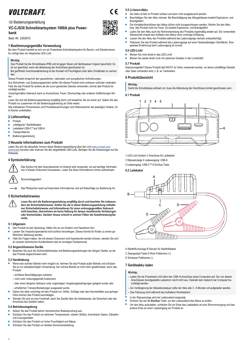 Page 1 of the manual User Manual Voltcraft VC-CJS30