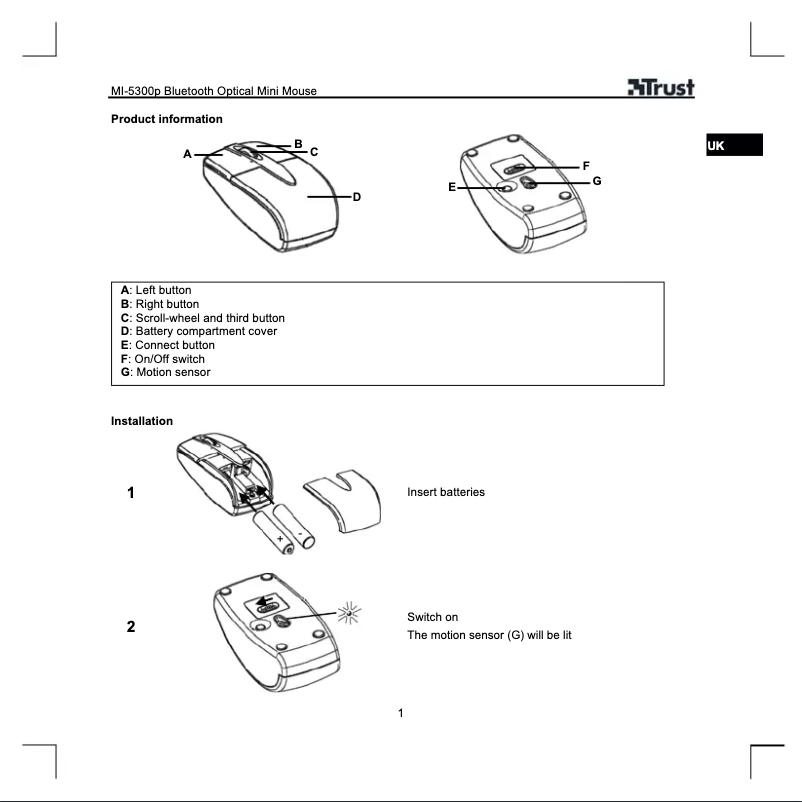 Page 1 of the manual User Manual Trust MI-5300m