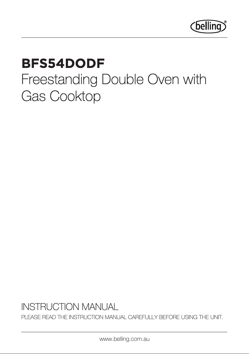 Page 1 of the manual User Manual Belling BFS54DODF