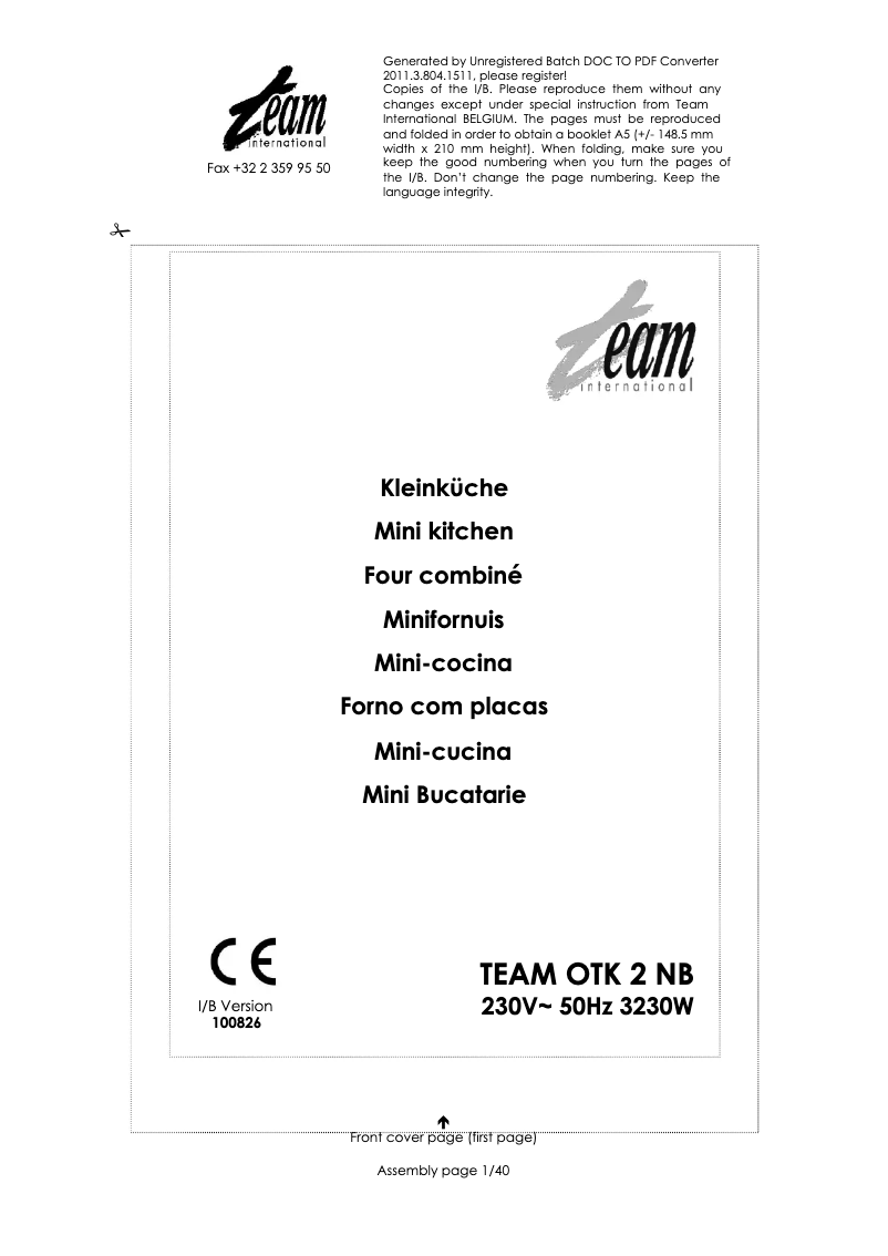 Page 1 of the manual User Manual Team OTK 2