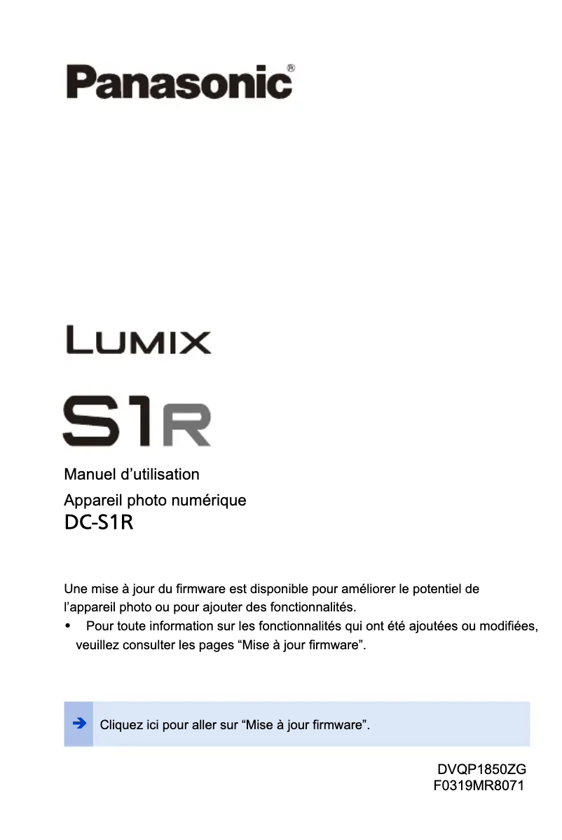 Page 1 of the manual User Manual Panasonic Lumix DCS-1R