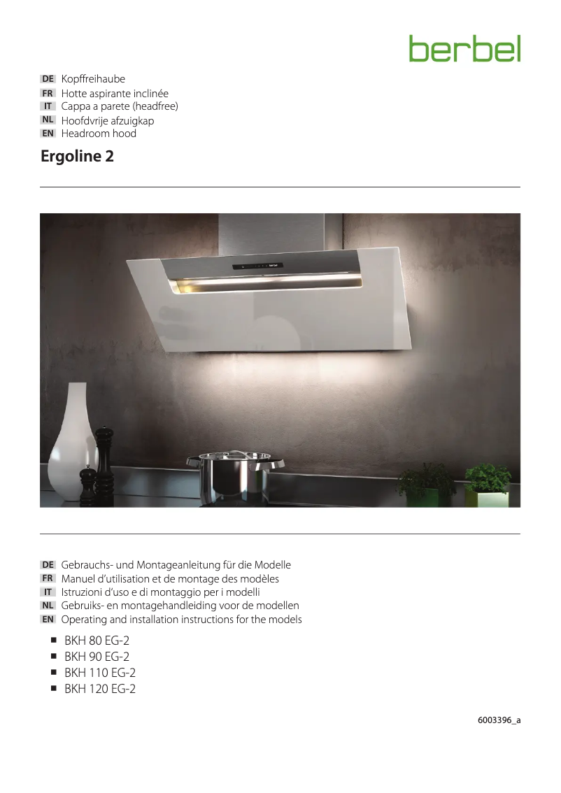 Page 1 of the manual User Manual Berbel BKH 110 EG