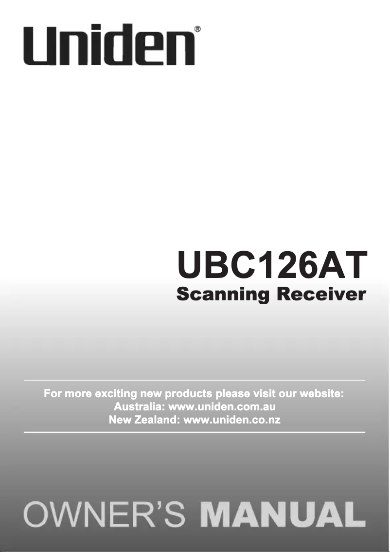 First page image of the manual for UBC126AT