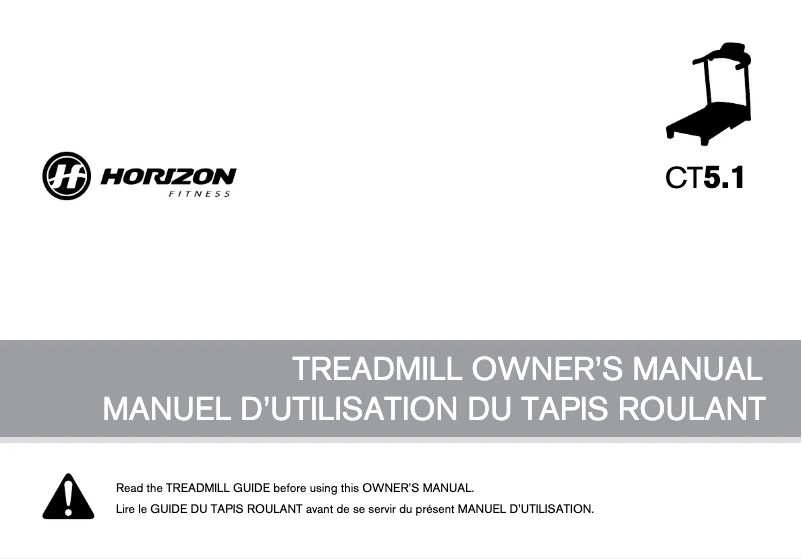 Page 1 de la notice Manuel utilisateur Horizon Fitness CT5.1