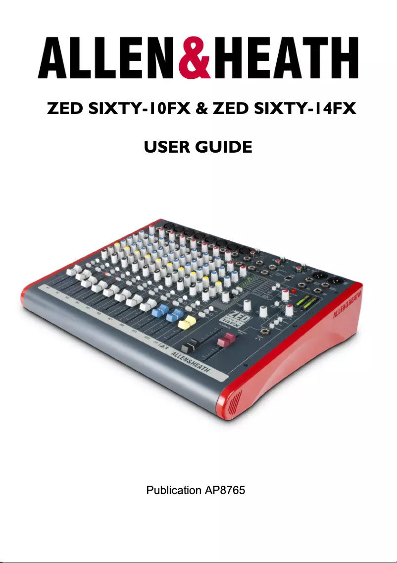 Page 1 de la notice Manuel utilisateur Allen & Heath SIXTY-10FX