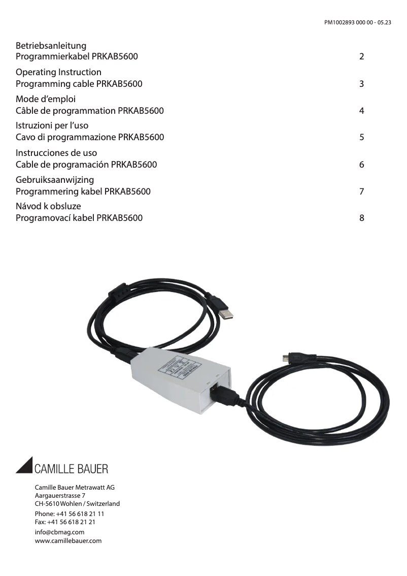 Page 1 of the manual User Manual Camille Bauer SIRAX PRKAB5600