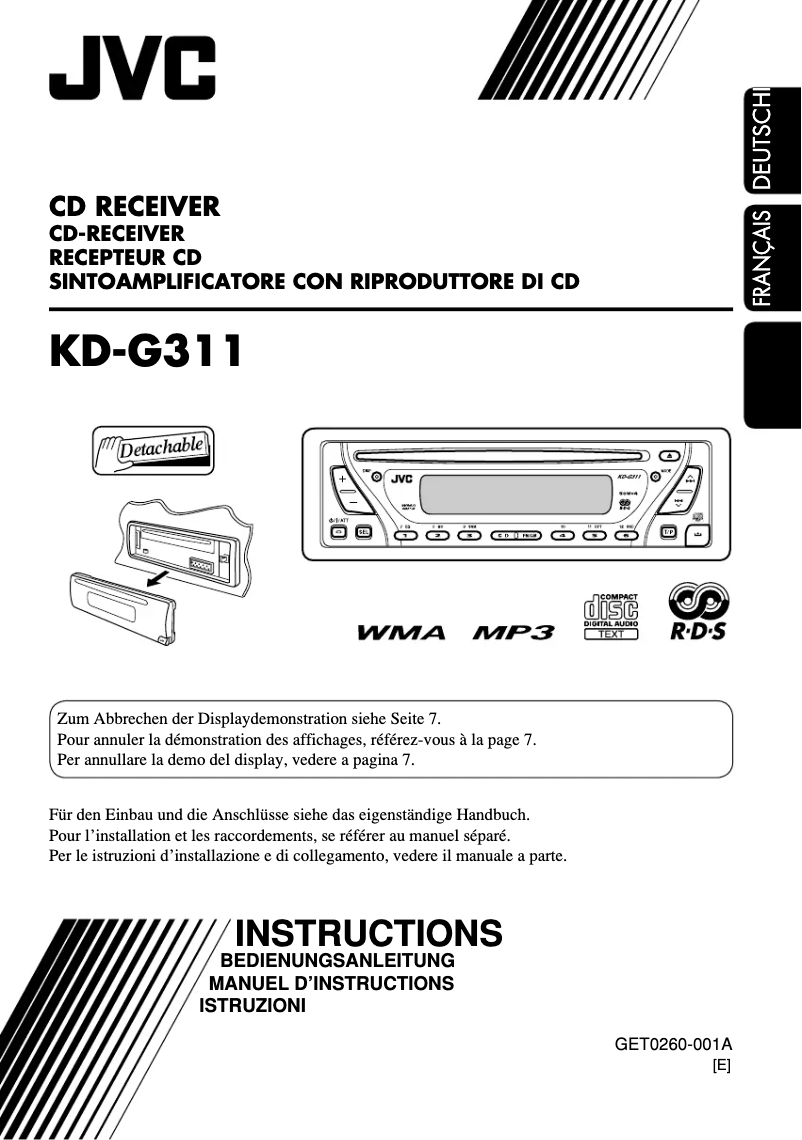 First page image of the manual for KD-G312