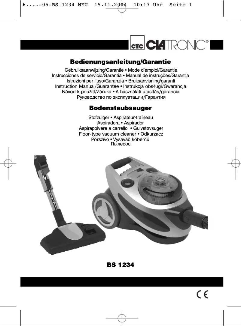 Page 1 of the manual User Manual Clatronic BS 1234