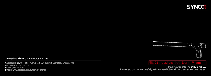 Page 1 of the manual User Manual Synco MIC-D2
