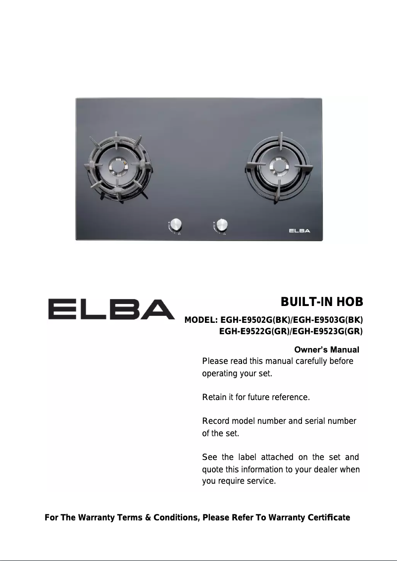 First page image of the manual for EGH-E9502G(BK)