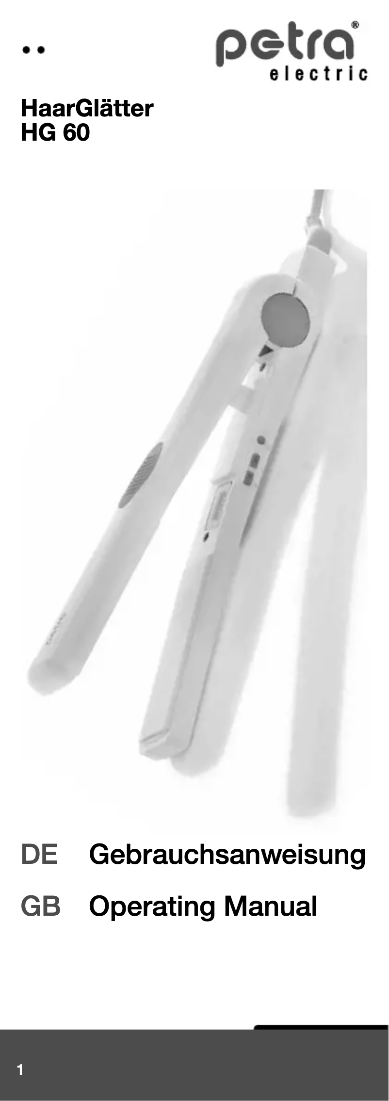 First page image of the manual for HG 60