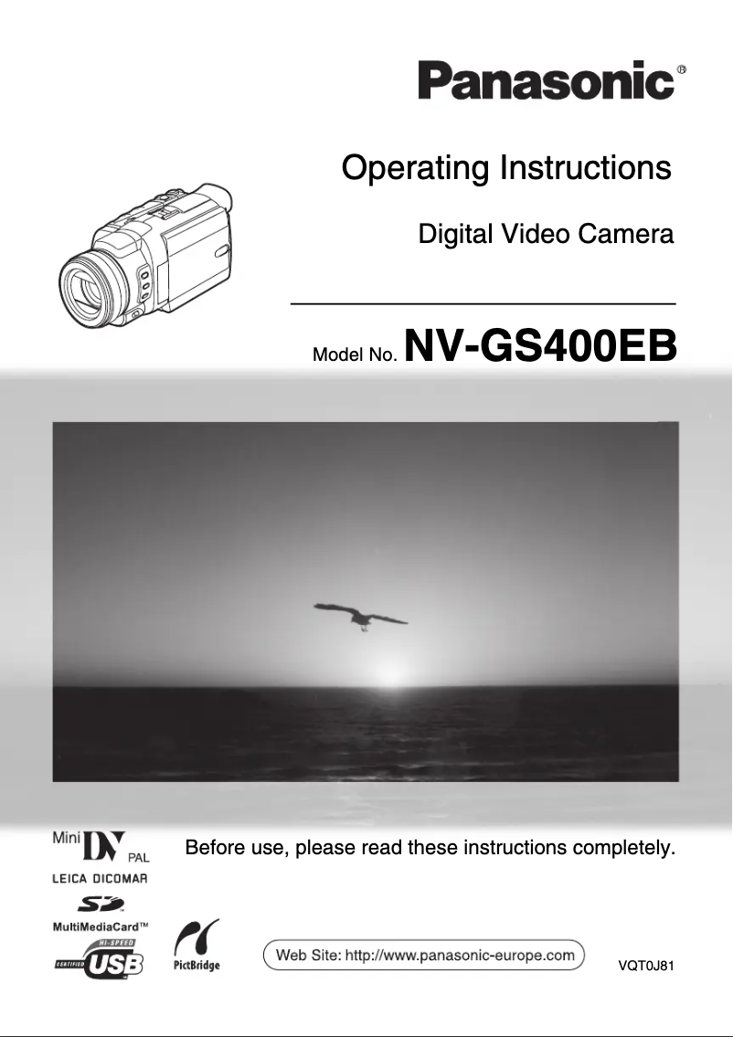 First page image of the manual for NV-GS400EB