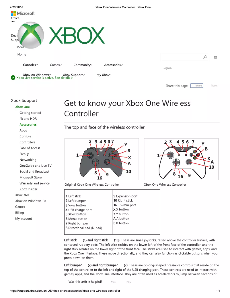 Image de la première page du manuel de l'appareil Xbox One S Wireless Controller
