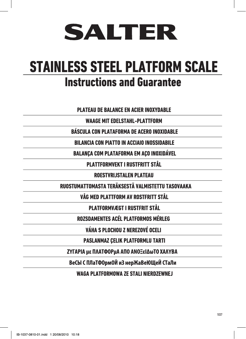 Image de la première page du manuel de l'appareil 1037
