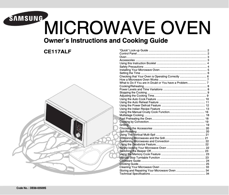 First page image of the manual for CE117ALF