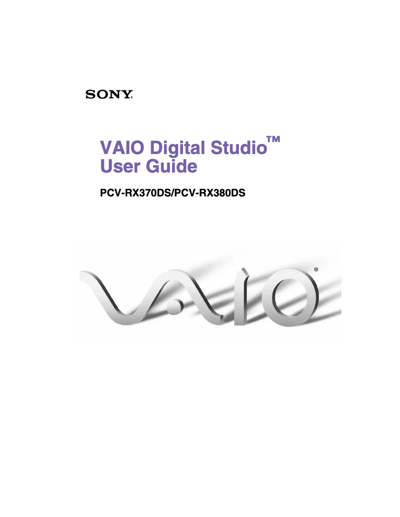 First page image of the manual for Vaio PCV-RX380DS