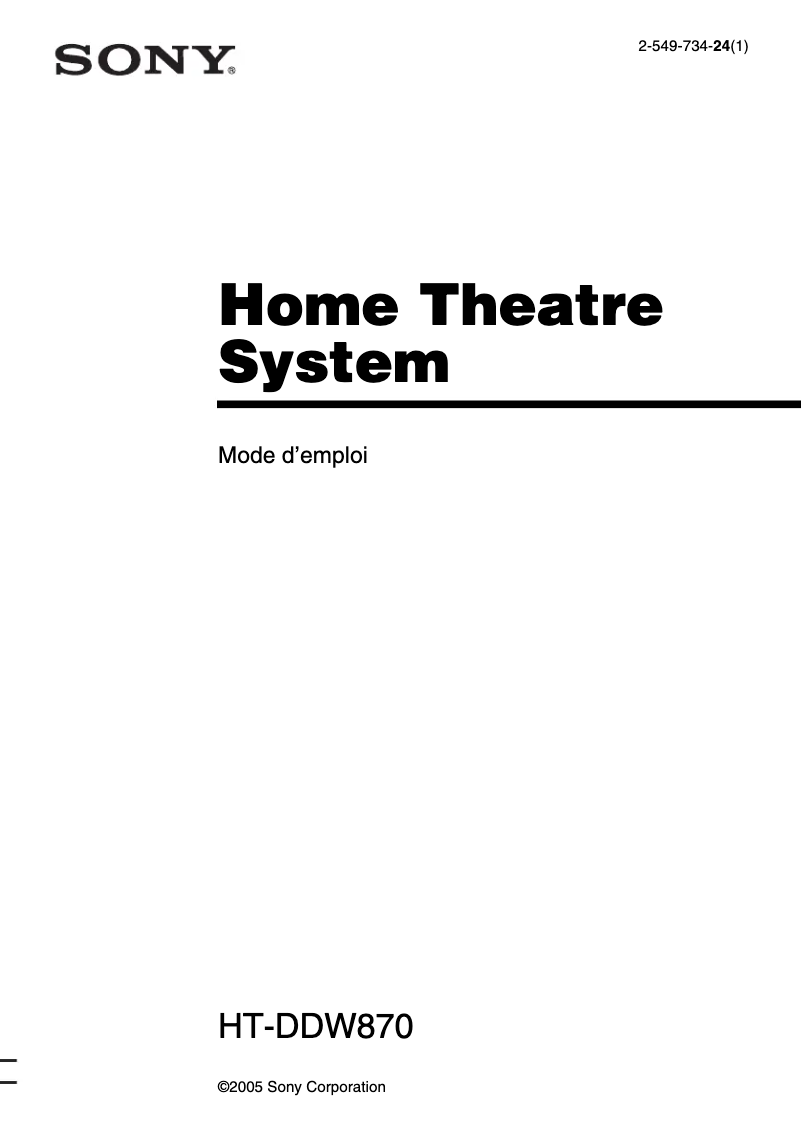 Page 1 of the manual User Manual Sony HT-DDW870