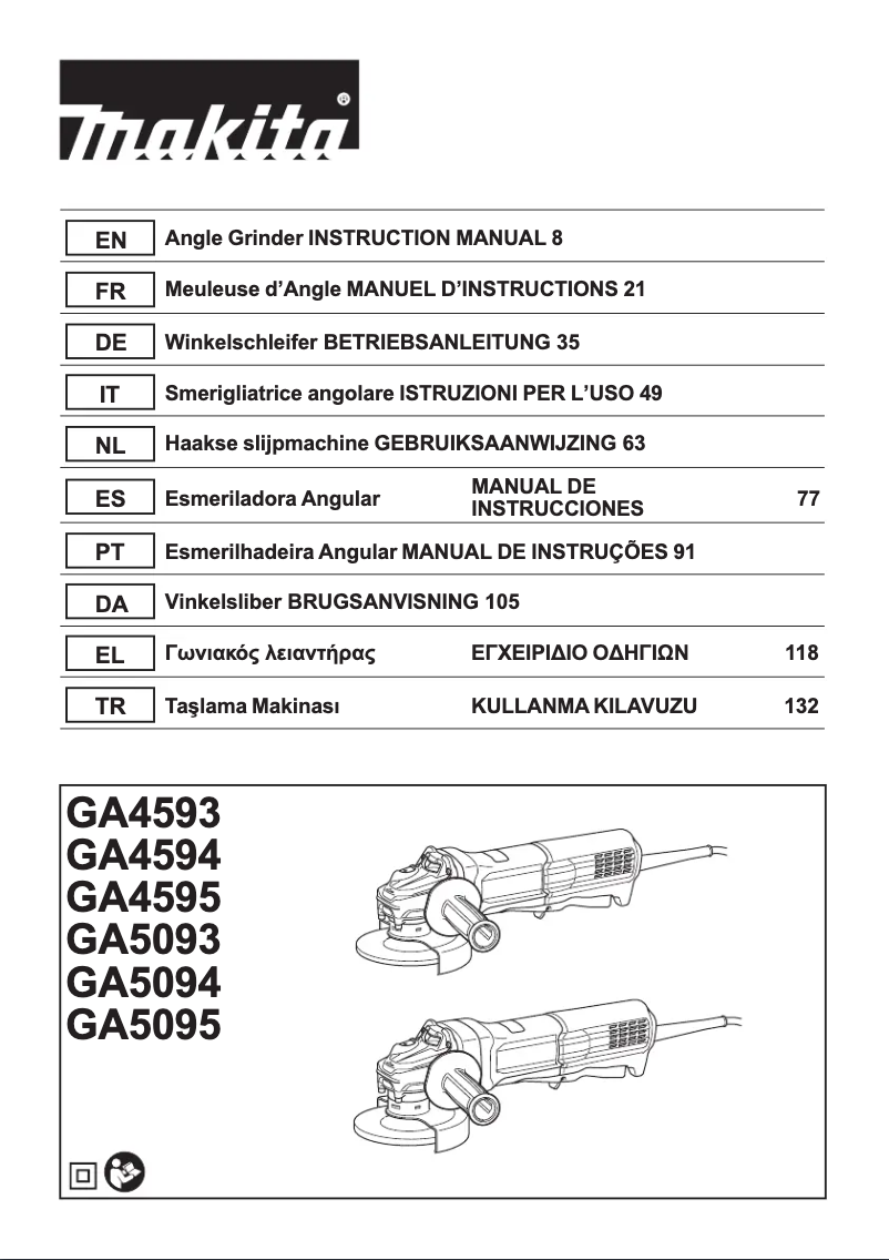 Page 1 of the manual User Manual Makita GA5095