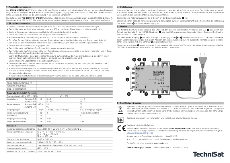 Page 1 of the manual User Manual TechniSat TechniSystem 5/8 NT