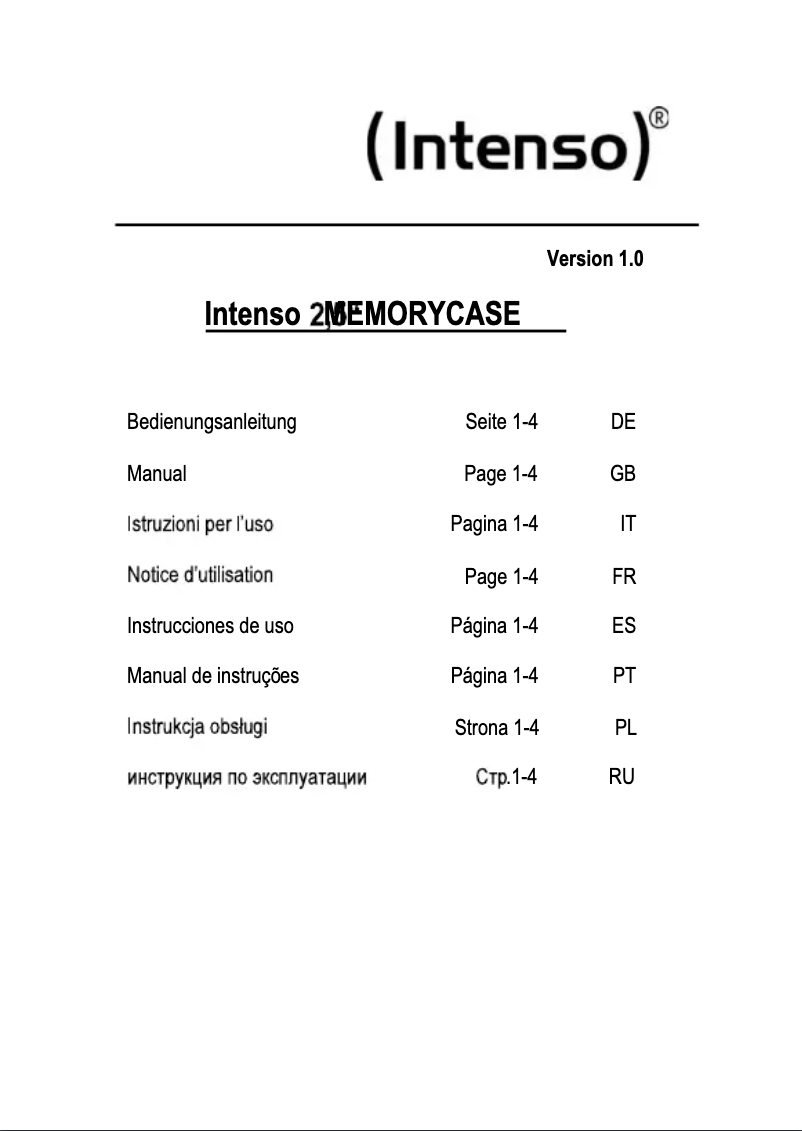First page image of the manual for Memory Case 2